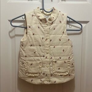Aspen Rise Cream Vest with Red Accents